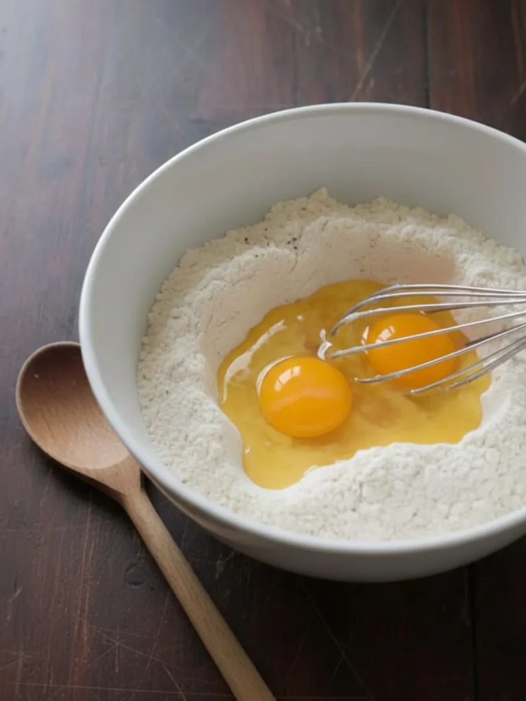 Do Nothing Cake Recipe Eggs added into dry ingredients while preparing Do Nothing Cake batter