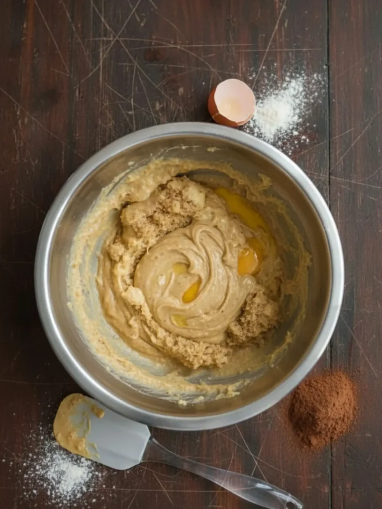 Banana Bread Recipe Eggs added to creamed butter and brown sugar mixture for banana bread recipe creating a smooth rich batter base.