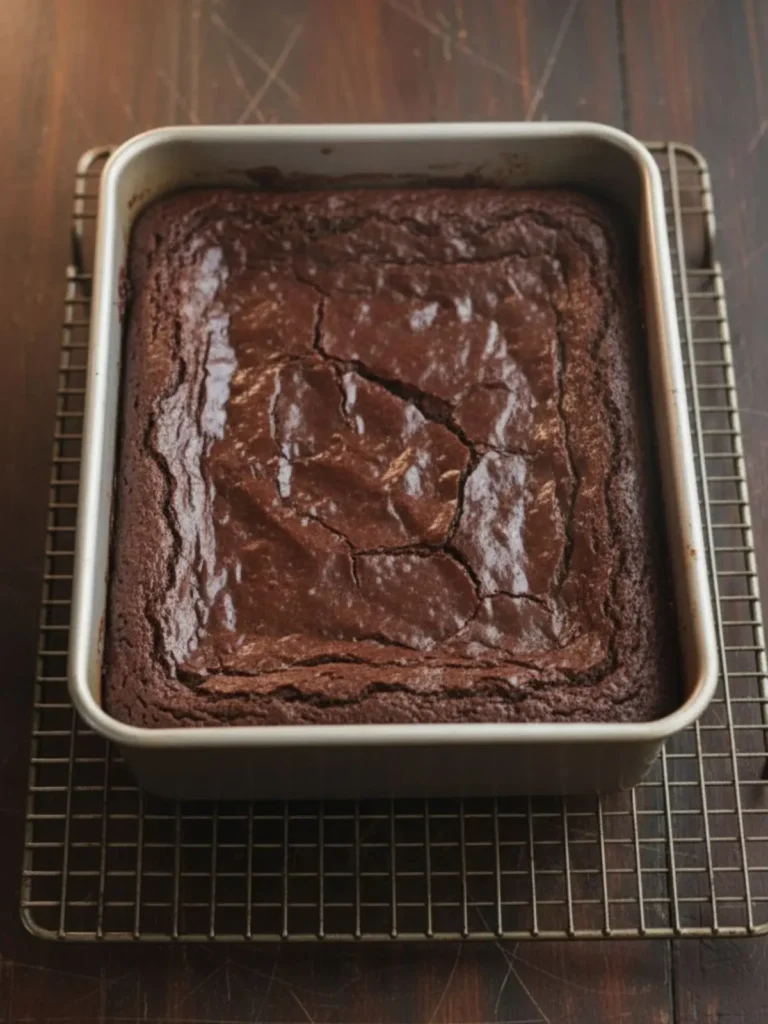 Brookies (Brownie Cookies) Recipe Freshly baked brookies with crackly brownie top just removed from oven on cooling rack