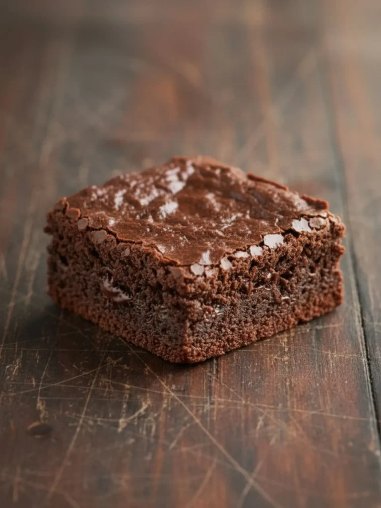 Homemade Brownie Recipe Close-up of brownie recipe squares showing a crackly top, chewy edges, and fudgy chocolate texture with melted chocolate chips throughout.