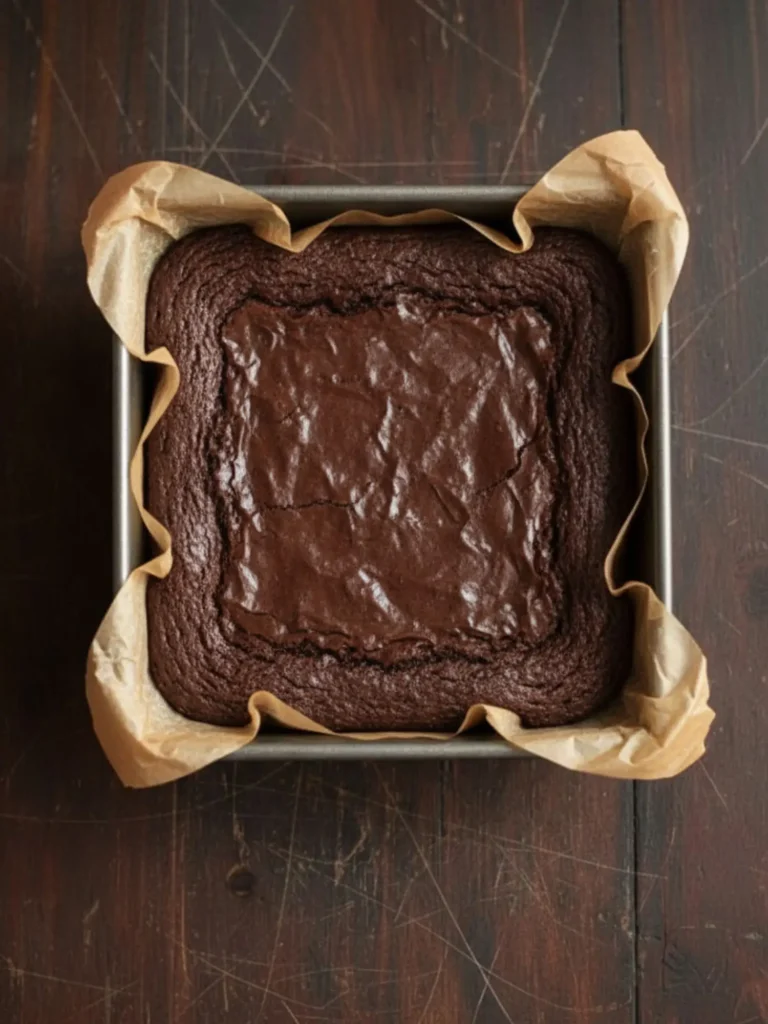 Homemade Brownie Recipe Brownie recipe step 6 showing semisweet chocolate chips folded into thick glossy batter with a spatula for extra rich texture.