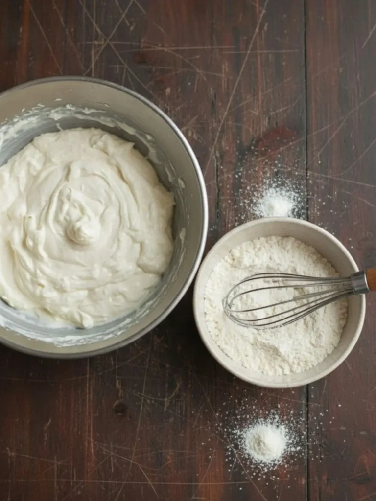 Cheesecake Cookies Recipe Cream cheese, butter, and sugar being mixed in a bowl with an electric mixer to begin the cheesecake cookies batter.