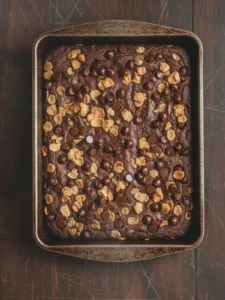 easy homemade recipes BakeCrave Single crispy brownie shard in macro view highlighting thin crisp edges, crackled surface, and rich chocolate texture