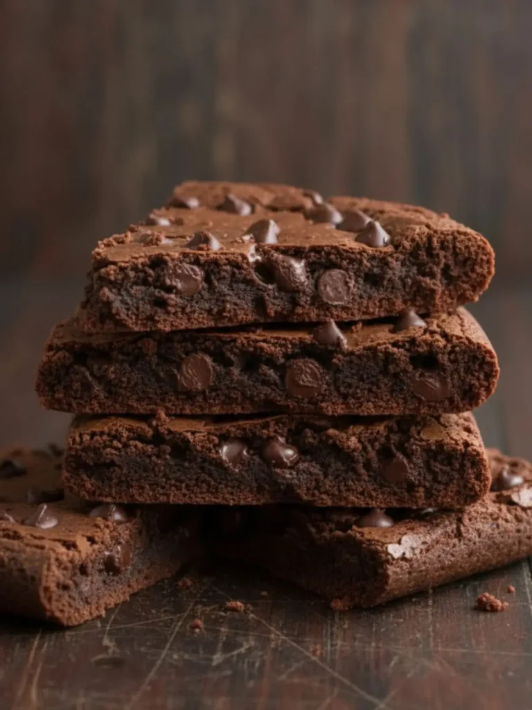 Crispy Brownies Fully baked crispy brownies cooling in the pan with firm edges and dry crackled top after oven baking