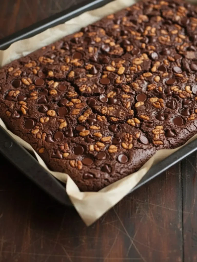 Crispy Brownies Crispy brownies baking in the oven with edges darkening and surface setting into a thin crackly texture