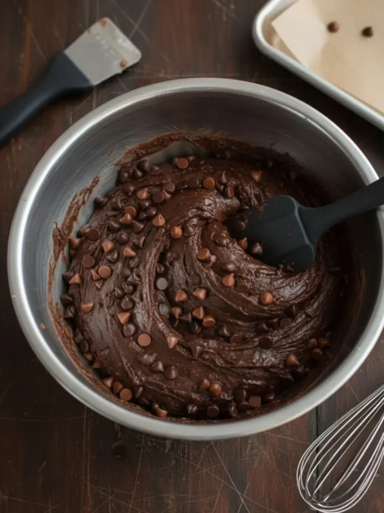 Double Chocolate Chip Cookies Milk chocolate chips folded into rich cocoa cookie dough creating the signature double chocolate chip cookie dough texture.