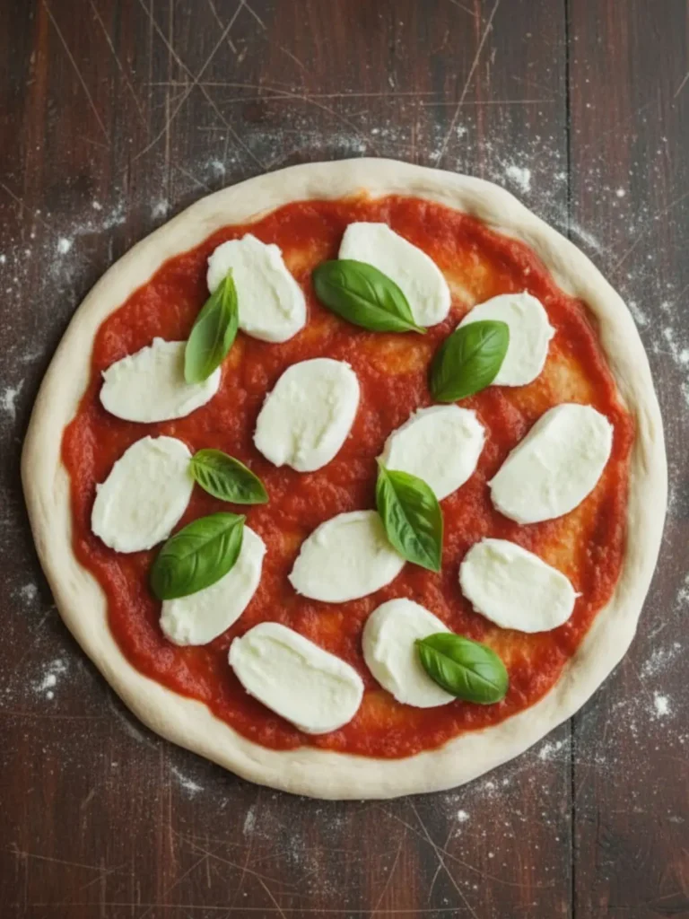 Homemade Pizza Dough Recipe The pizza baking in the oven, showing the crust turning golden-brown, with bubbling cheese and slightly browned edges, ready to be served fresh from the oven.