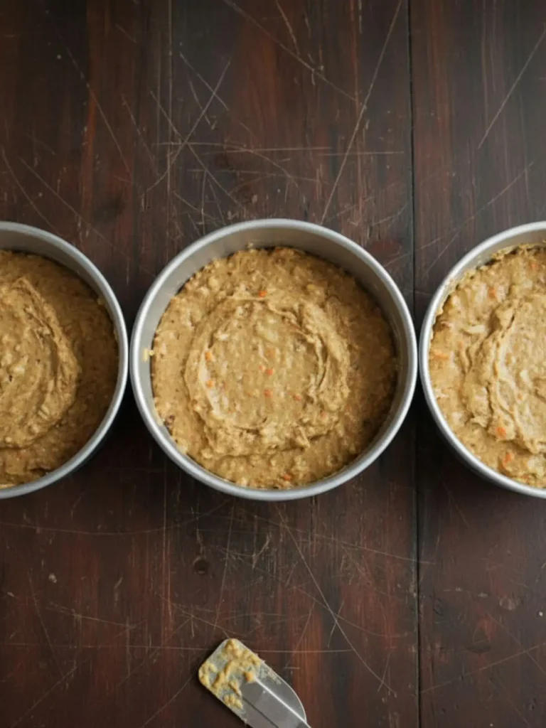 Hummingbird Cake Recipe Prepared hummingbird cake recipe batter evenly divided into round cake pans