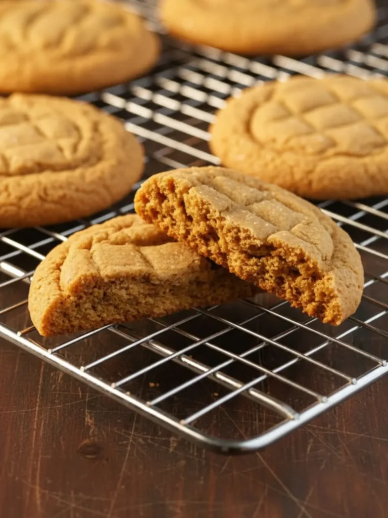 Best Peanut Butter Cookies Recipe Broken peanut butter cookie revealing soft tender crumb and moist interior texture from freshly baked homemade peanut butter cookies.