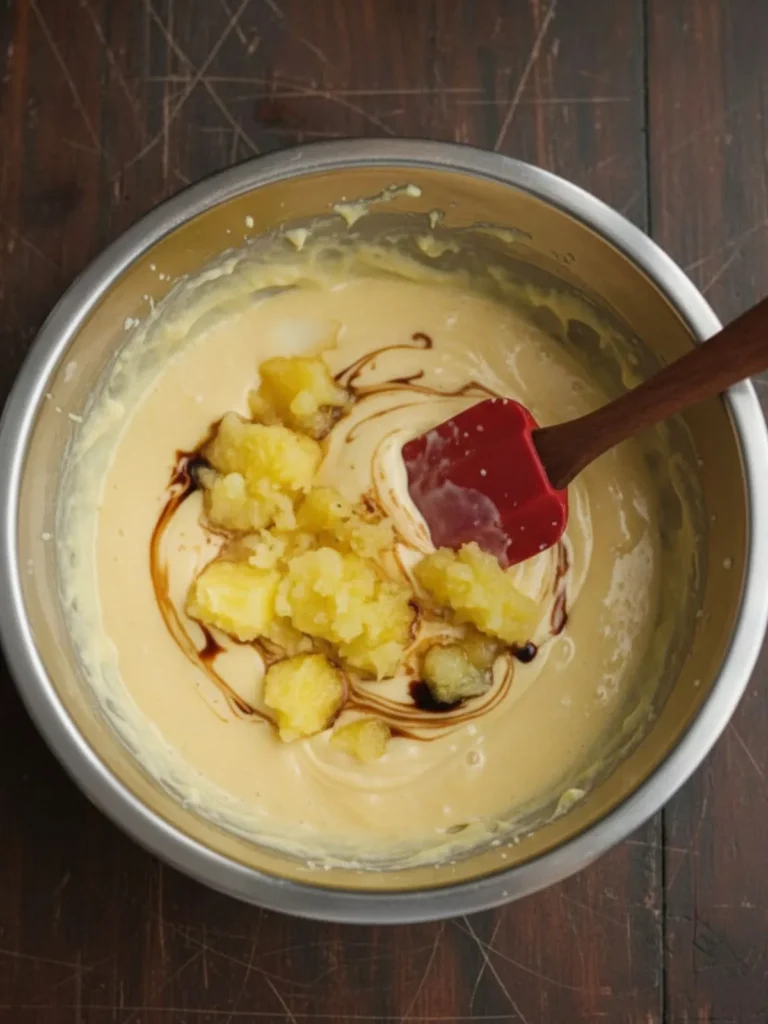 Do Nothing Cake Recipe Crushed pineapple mixed into Do Nothing Cake batter creating moist texture