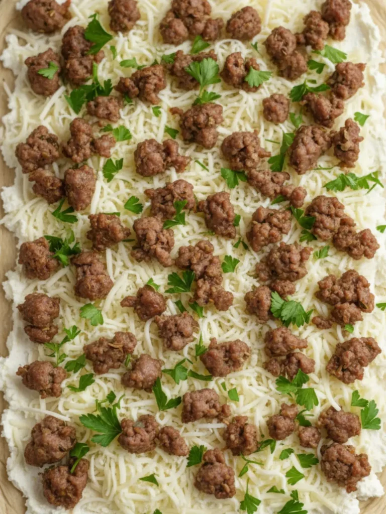 Sausage Bread Recipe Step 6 of Sausage Bread shows the dough folded over the filling and the seam crimped tightly along the edges and ends to keep cheese inside.