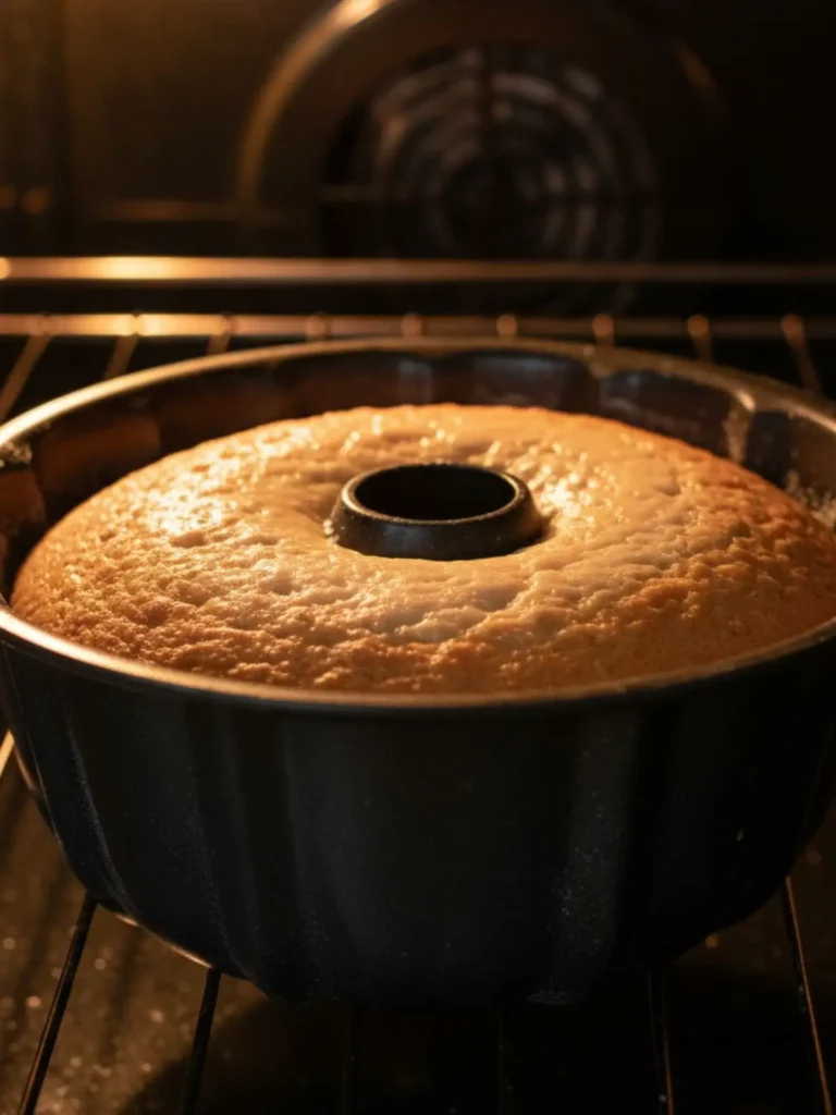 Southern Hangover Cake Southern Hangover Cake rising in the oven with a slightly domed top and golden edges setting during baking.